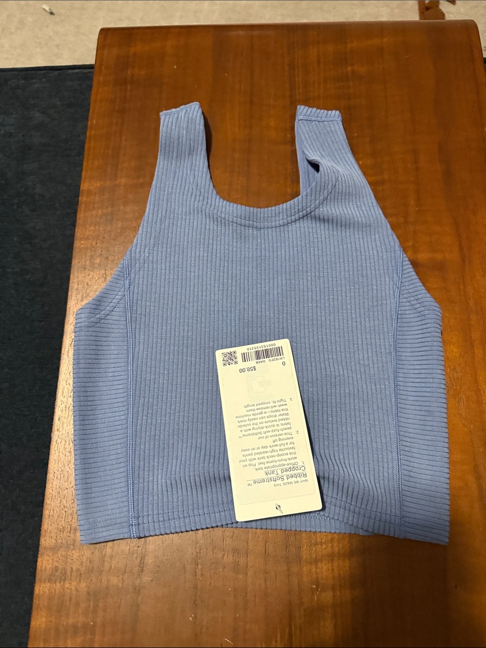BNWT lululemon athletica Ribbed Cropped Tank Top in Light Blue